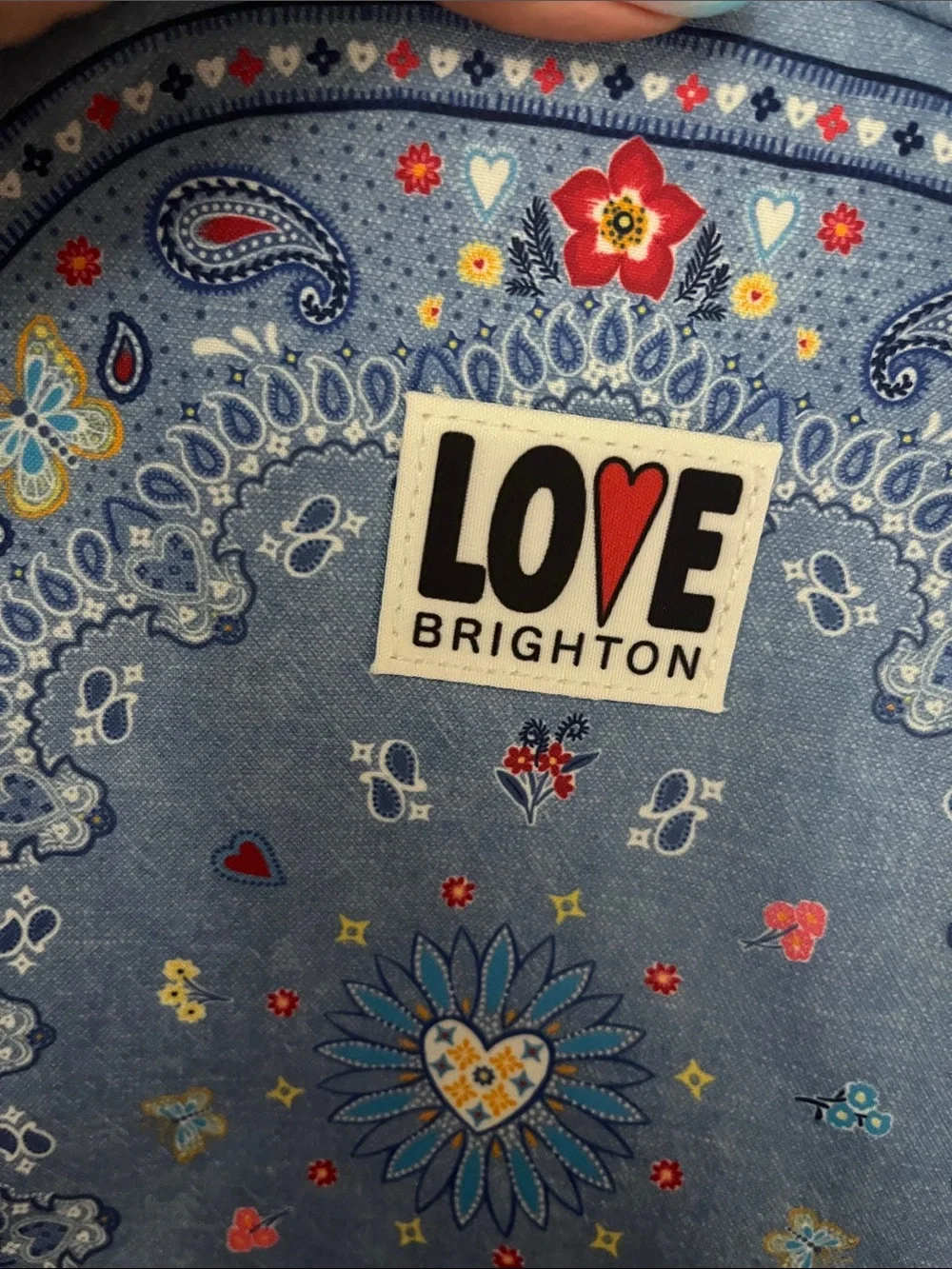 Brighton Bandana Love Backpack NWT Blue Denim Look Paisley